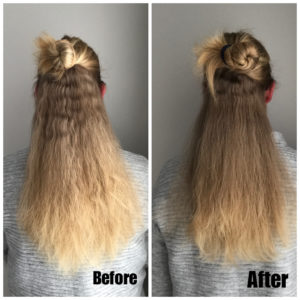 Hair straightening brush before and after